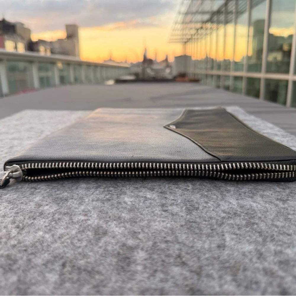 Zadig & Voltaire leather laptop sleeve with skull detail